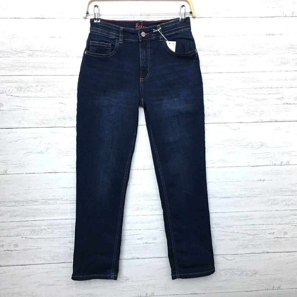 NEW Boden Girls Straight Leg Jeans Dark Wash Stretch size 13 length 28"